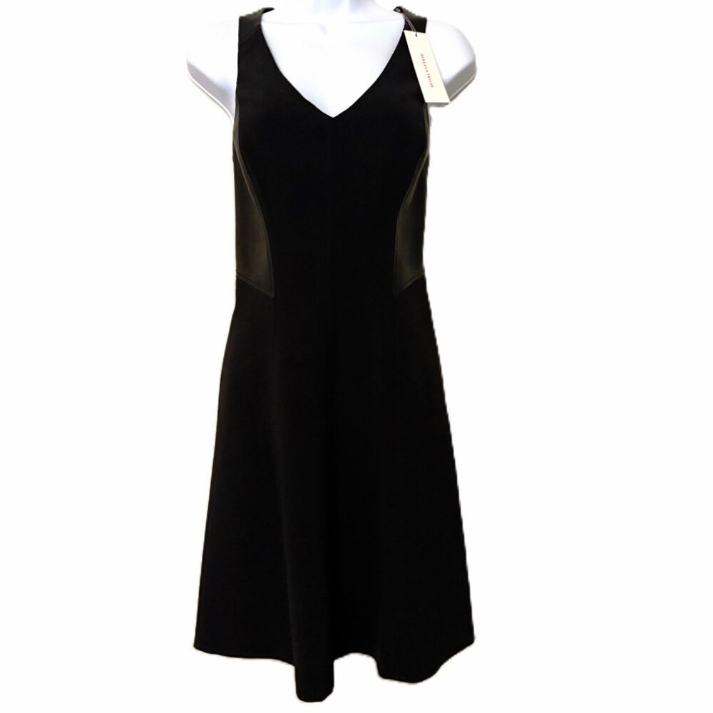 Rebecca Taylor Black Dress with Leather Panels. New. With Tags